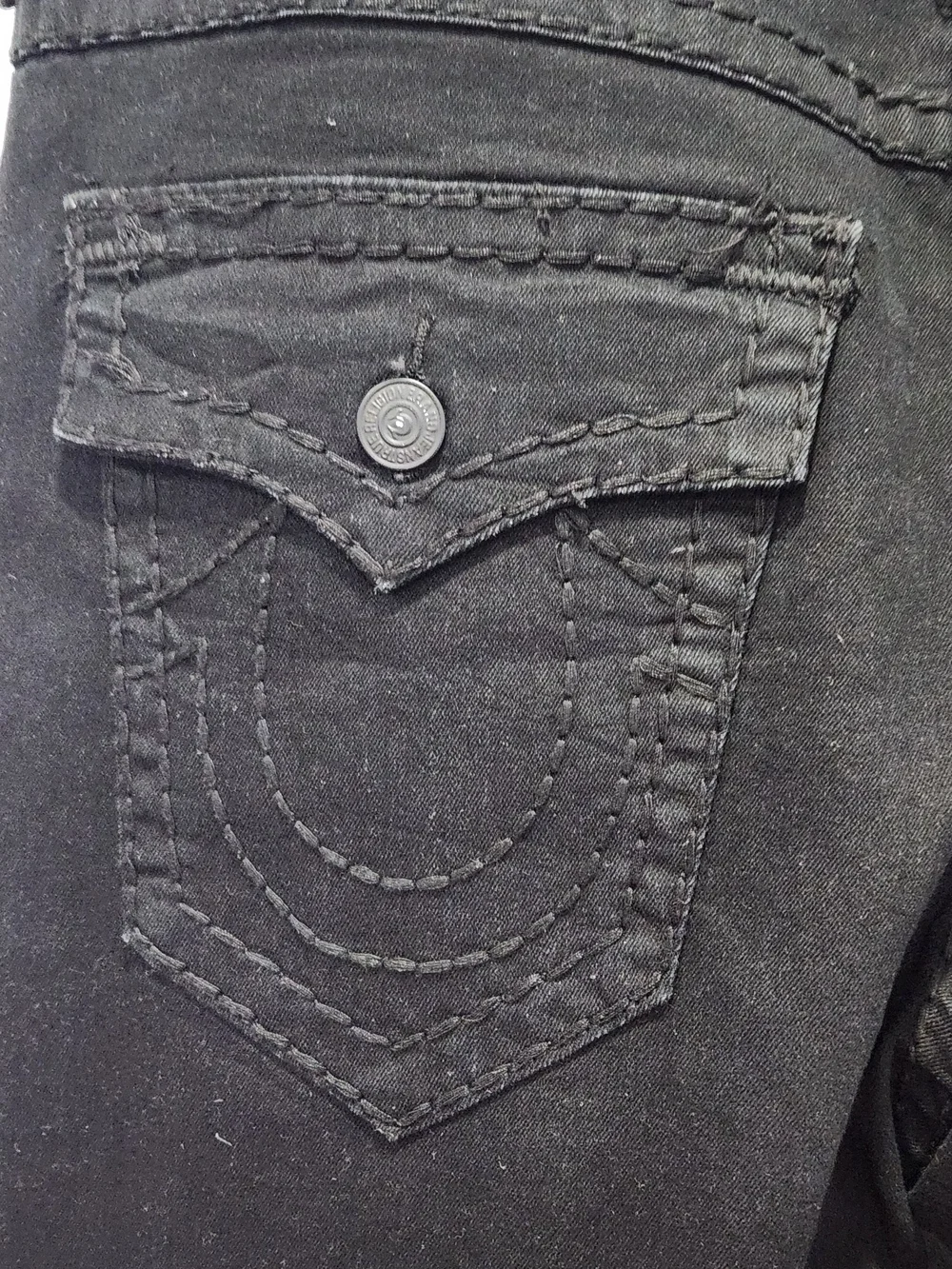 True Religion Ricky Straight Leg Flap Pocket Jeans - Black - Size 38 - NWOT